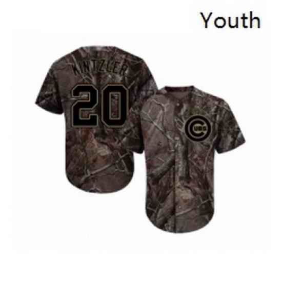 Youth Chicago Cubs 20 Brandon Kintzler Authentic Camo Realtree Collection Flex Base Baseball Jersey